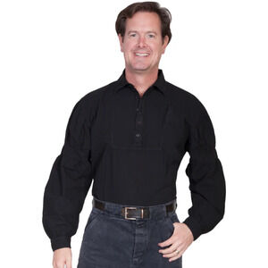 Scully Men's Banded Sleeve Old West Shirt in Black Peruvian Cotton size XL
